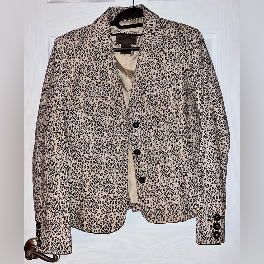 Brandon Thomas 100% Leather Black Leopard Print Blazer 🔥🔥